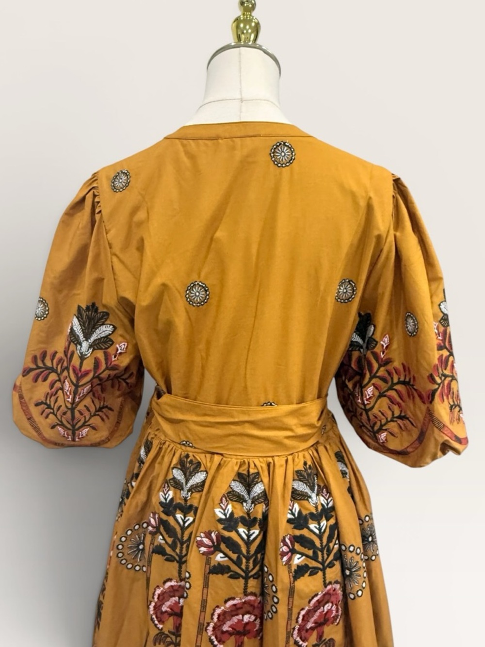 A Loves A Woven Floral Puff Sleeve Button Front Belted A-Line Flounce Dress NWT - Picture 9 of 16